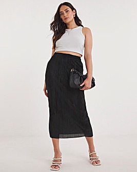 Black Plisse Midi Skirt