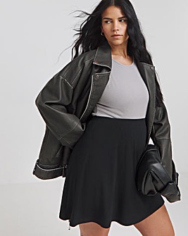 Black V/E Jersey Skater Skirt