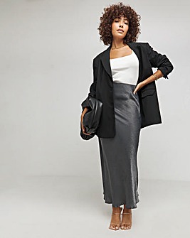 Charcoal Hammered Satin Maxi Skirt