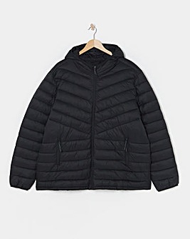 Black Lightweight Hooded Padded Jacket