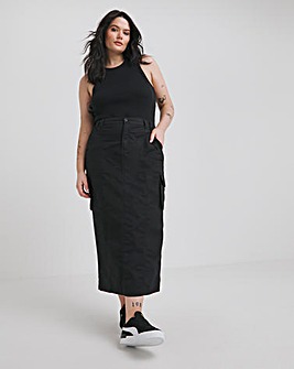 Black Cargo Midaxi Skirt