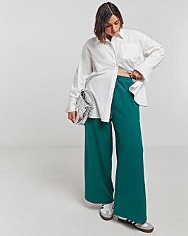 Forest Green Drawcord Waist Relaxed Wide Leg Trousers