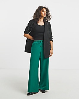 Forest Green Drawcord Waist Relaxed Wide Leg Trousers