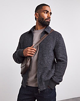 Wool Boucle Relaxed Varsity Jacket