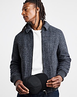 Wool Boucle Relaxed Varsity Jacket
