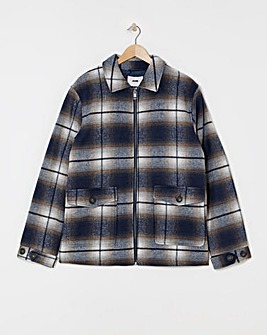 Faux Wool Check Zip Detail Shacket