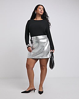 Silver PU A-Line Mini Skirt