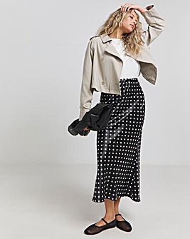 Polka Dot Satin Midaxi Skirt