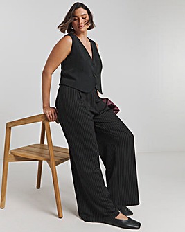 Pinstripe Ponte Wide Leg Trousers