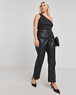 Black PU Straight Leg Trousers