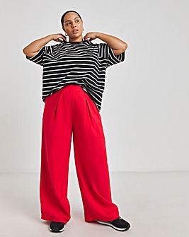 Red Pleat Front Wide Leg Trousers