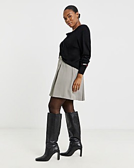 Pleated Brushed Check Mini Skirt