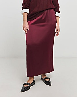 Burgundy Satin Maxi Skirt