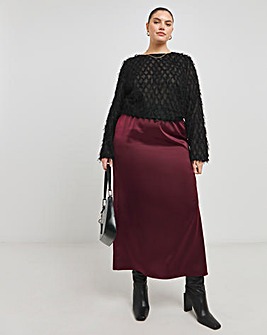 Burgundy Satin Maxi Skirt