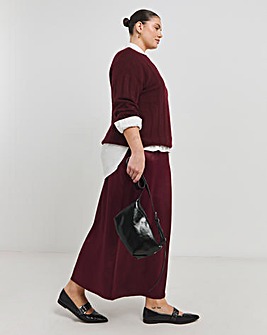 Burgundy Satin Maxi Skirt