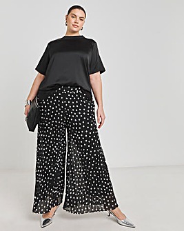 Polka Dot Pleated Wide Leg Trousers