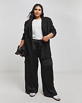 Black Satin Utility Trousers