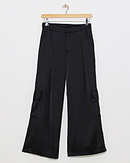 Black Satin Utility Trousers
