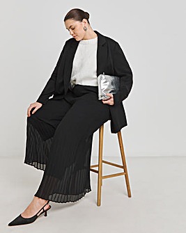 Black Pleated Wide Leg Trousers