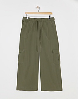 Simply Be Khaki Drawcord Waist Utility Wide Leg Trousers