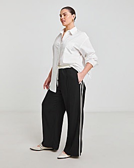 Black and White Contrast Waist Side Stripe Trouser