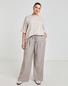 Taupe Pinstripe Wide Leg Trouser