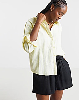 Simply Be Black Tie Waist Linen Mix Shorts
