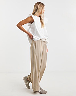 Neutral Contrast Waist Side Stripe Wide Leg Trouser