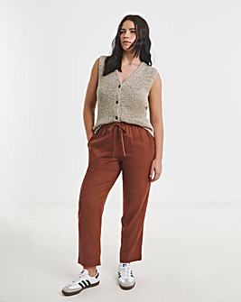 Tie Waist Linen Tapered Trousers