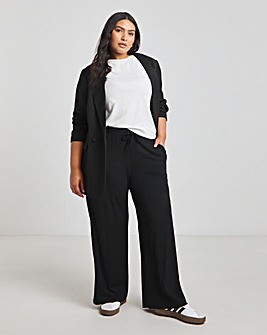 Black Heavyweight Jersey Wide Leg Trouser