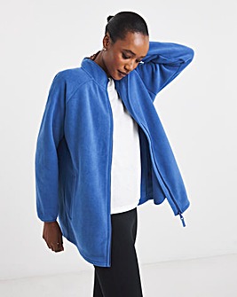 Blue Zip Through Longline Fleece
