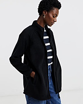 Black Zip Through Longline Fleece