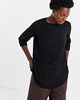 Longline Curved Hem 3/4 Sleeve Top
