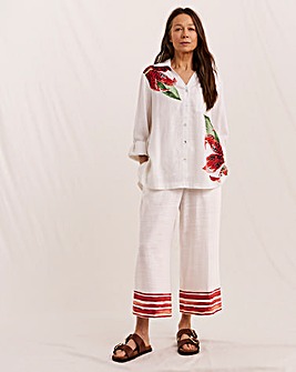 Julipa Cropped Printed Linen Trousers