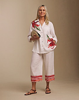 Julipa Cropped Printed Linen Trousers