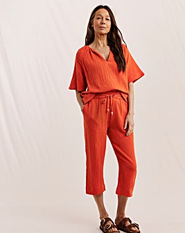 Julipa Cotton Double Cloth Crop Trousers