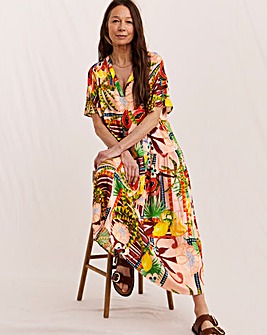 Julipa Angel Sleeve Printed Midi Dress