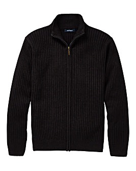 Premier Man Black Rib Zipper Cardigan Regular