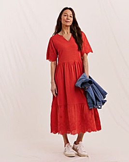 Julipa Petite Broderie Jersey Mix Midi Dress