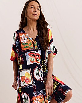 Julipa Petite Button Through Crinkle Shift Dress