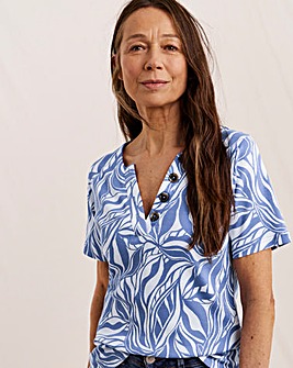 Julipa Printed Cotton Henley Top