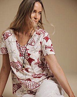 Julipa Cotton Printed V-Neck T-shirt