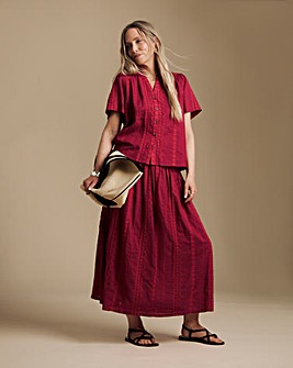 Julipa Embroidered Cotton Midi Skirt