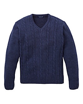 Premier Man Navy V Neck Cable Sweater R