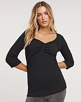 Black Textured Jersey Top