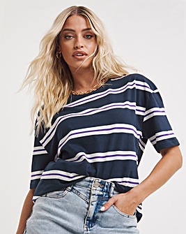 Navy Stripe Longline Oversized Tee