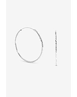 Simply Silver Sterling Silver 925 Polished Diamond Cut Sleeper Hoop Earrings