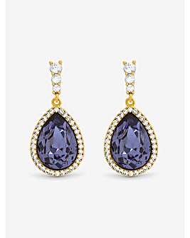 Jon Richard Gold Plated and Tanzanite Pear Drop Earrings