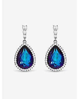 Jon Richard Rhodium Plated and Bermunda Blue Pear Drop Earrings