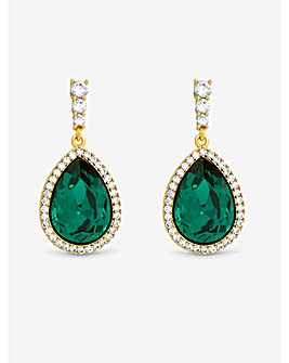 Jon Richard Gold Plated and Emerald Pear Drop Earrings